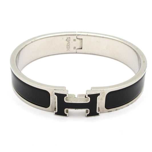 Hermes Bangle Click Silver Black Bracelet