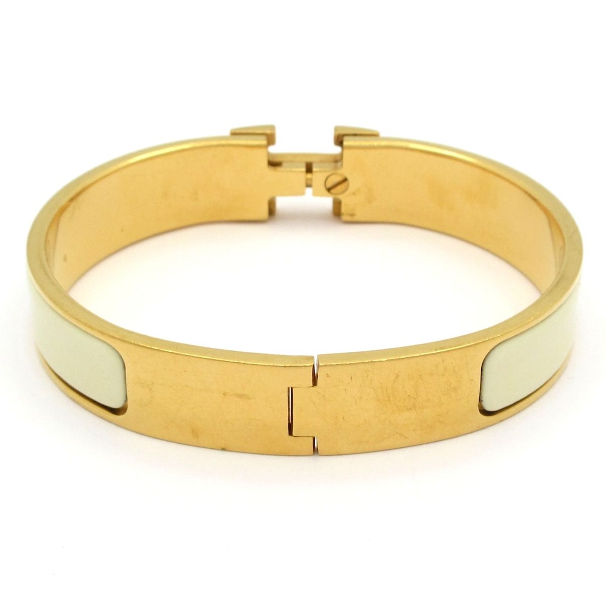 Hermes Bangle Click Gold Ivory Bracelet — view 3