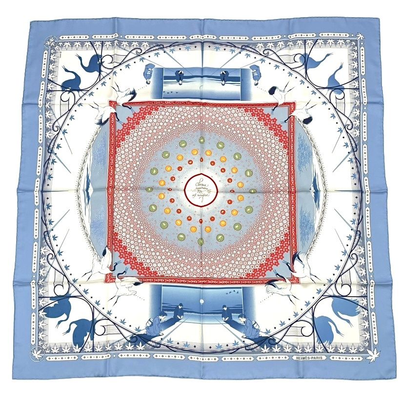 Hermes Carre 90 Chaque Rencontre Est Unique One Era Short Scarf Blue