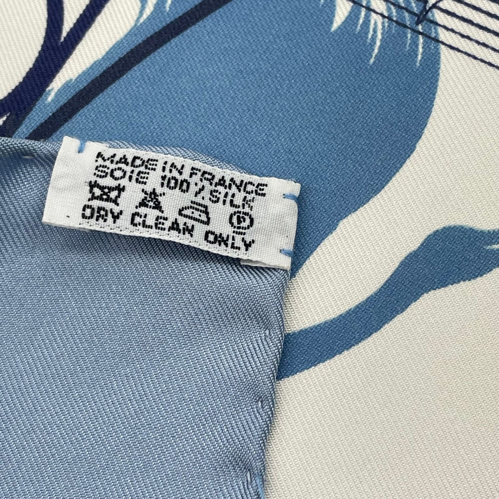Hermes Carre 90 Chaque Rencontre Est Unique One Era Short Scarf Blue — view 7