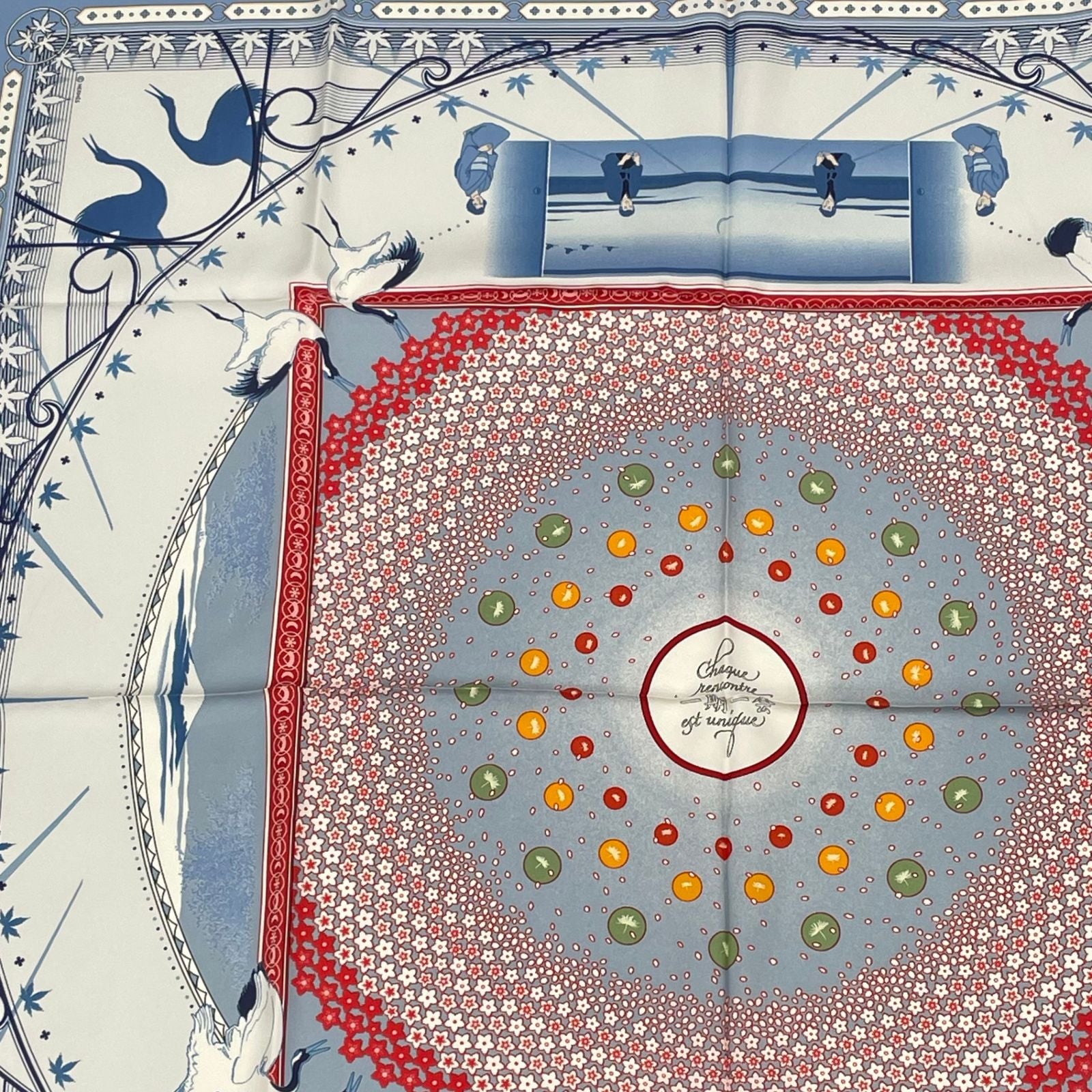 Hermes Carre 90 Chaque Rencontre Est Unique One Era Short Scarf Blue — view 2