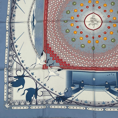 Hermes Carre 90 Chaque Rencontre Est Unique One Era Short Scarf Blue — view 4