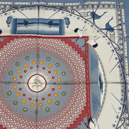 Hermes Carre 90 Chaque Rencontre Est Unique One Era Short Scarf Blue — view 3