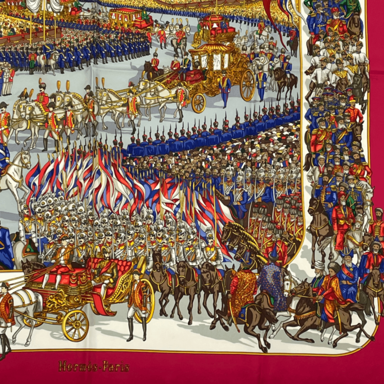 Hermes Carre 90 Grand Cortege a Moscou Moscow March Red Scarf Silk — view 5