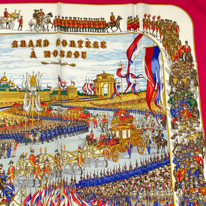 Hermes Carre 90 Grand Cortege a Moscou Moscow March Red Scarf Silk — view 3