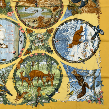 Hermes Carre 90 les Quatre Saisons Four Seasons Silk Scarf Yellow — view 4