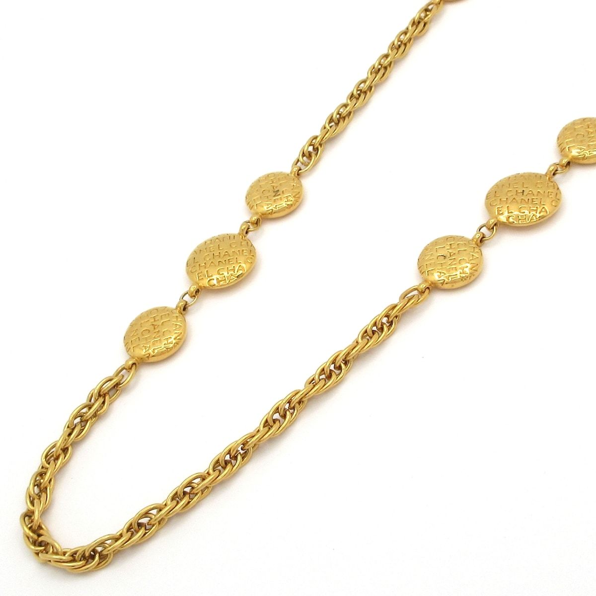 Chanel Necklace Gold Coin Icon Logo Motif Long — view 3