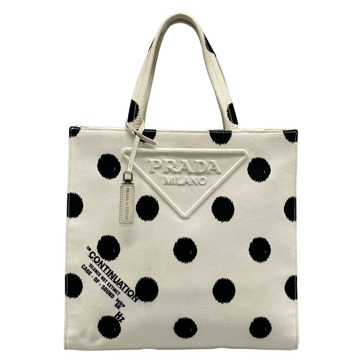 Prada Tote White Black Dot Pattern Isetan Limited