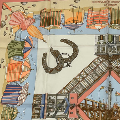 Hermes Scarf Silk Carre 90 Charmes Des Plages Normandes Normandy Coast Charm — view 2