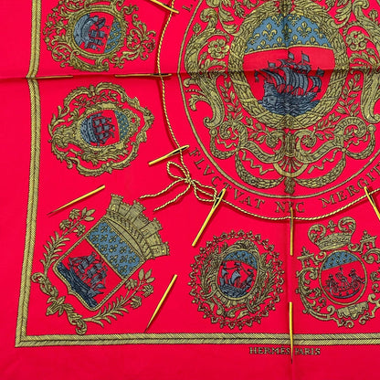 Hermes les Armes de Paris Coat of Arms of Scarf Silk Red Multicolor — view 4