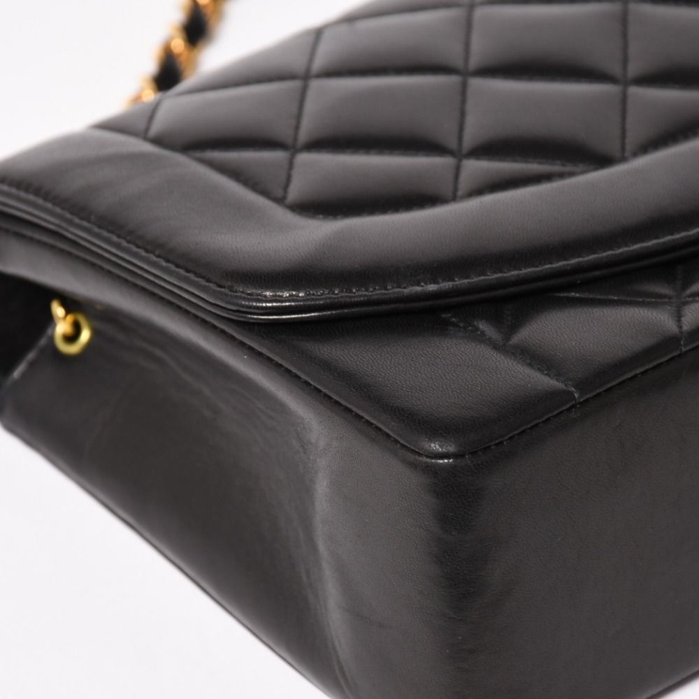 Chanel Diana Quilted 25 S Flap S Chain Shoulder Bag CC Logo Lambskin Black — view 7