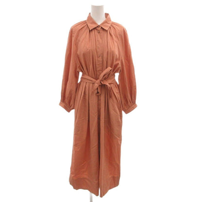 Max Mara Dress Gathered Long Belt Long Sleeve Pink