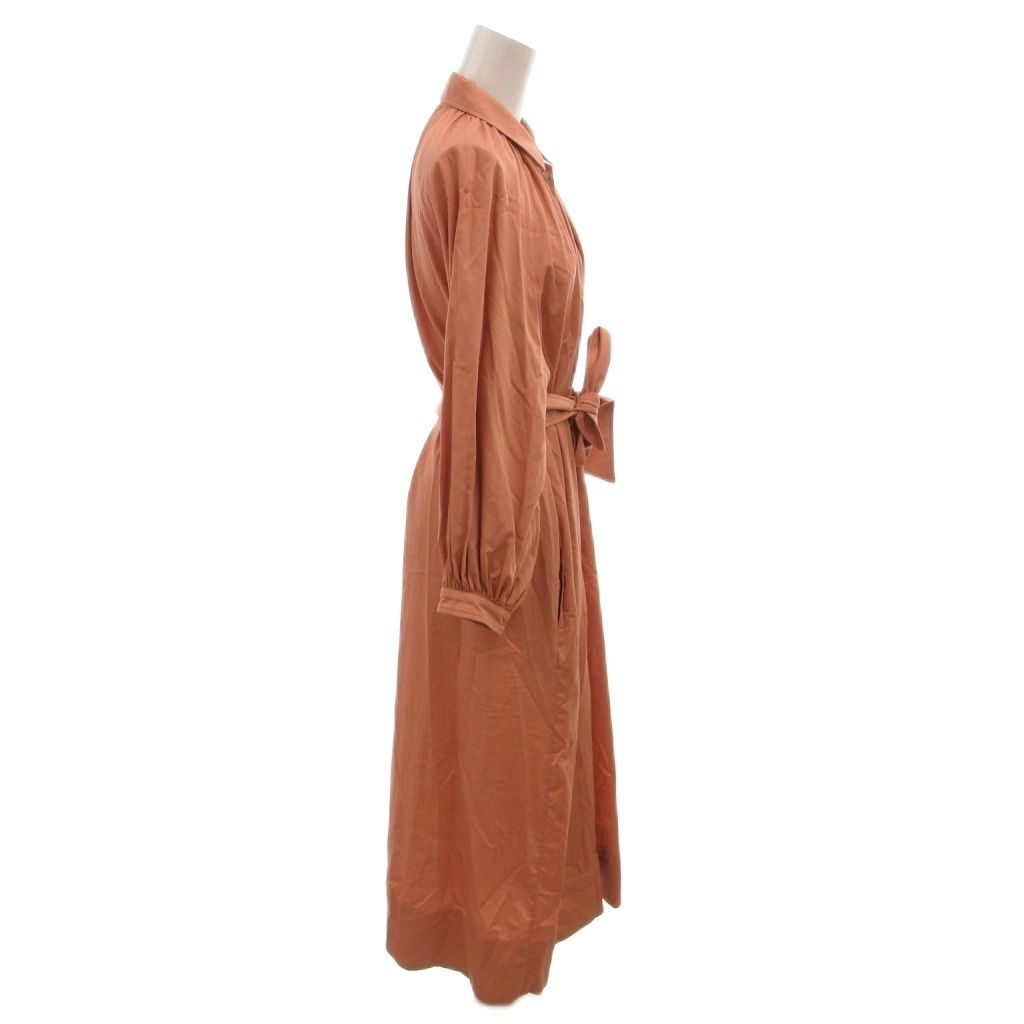 Max Mara Dress Gathered Long Belt Long Sleeve Pink — view 3