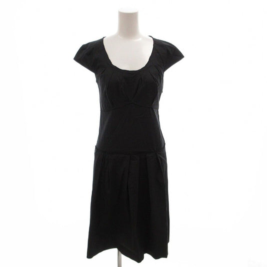 Miu Miu Miu Dress Round Neck French Sleeve Stretch 36 Black