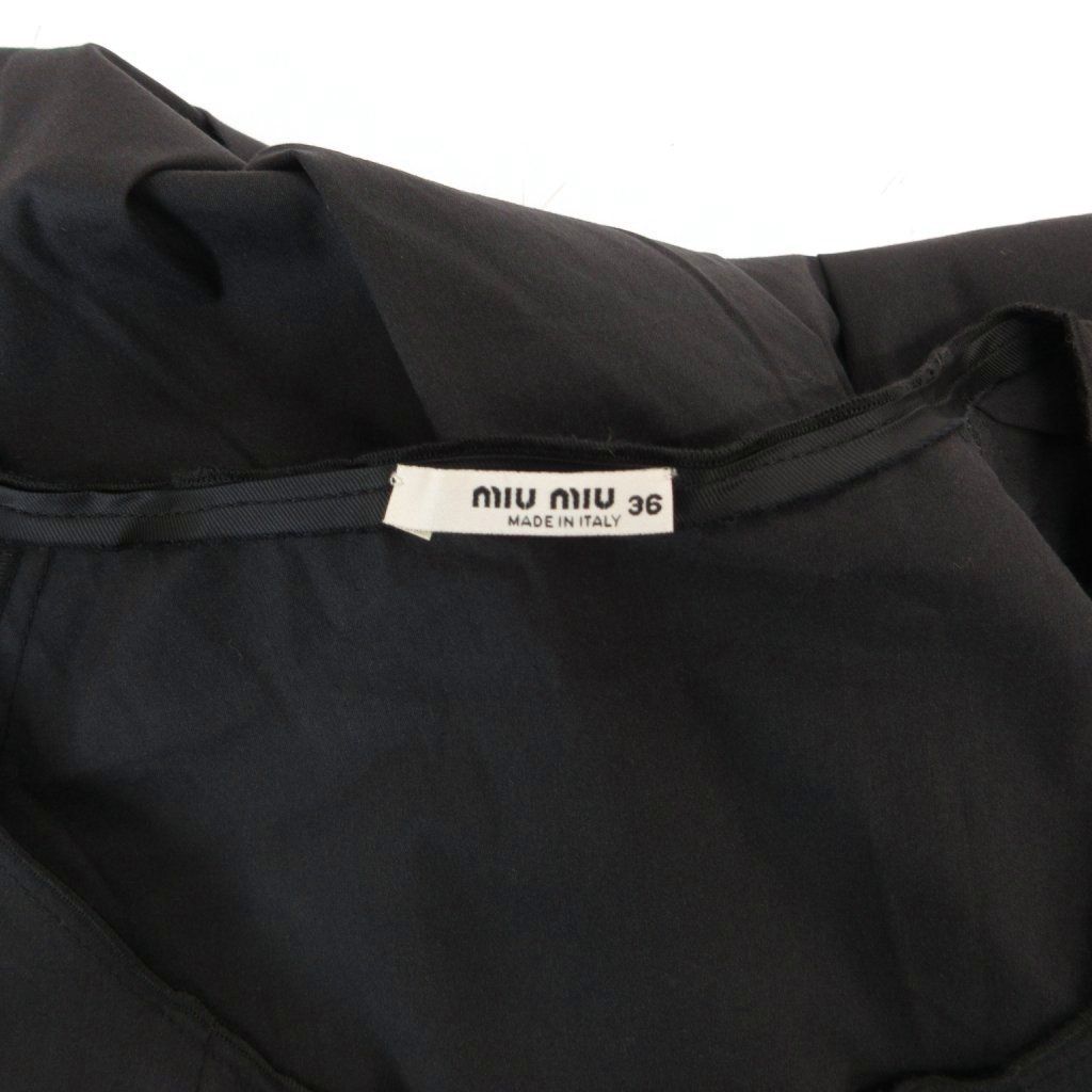 Miu Miu Miu Dress Round Neck French Sleeve Stretch 36 Black — view 5