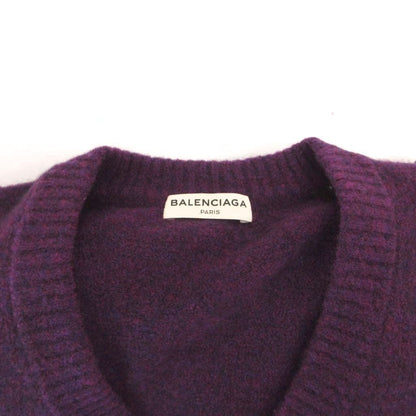 Balenciaga Knit Dress V-neck Wool Stretch Long Sleeve Long 34 Purple — view 7