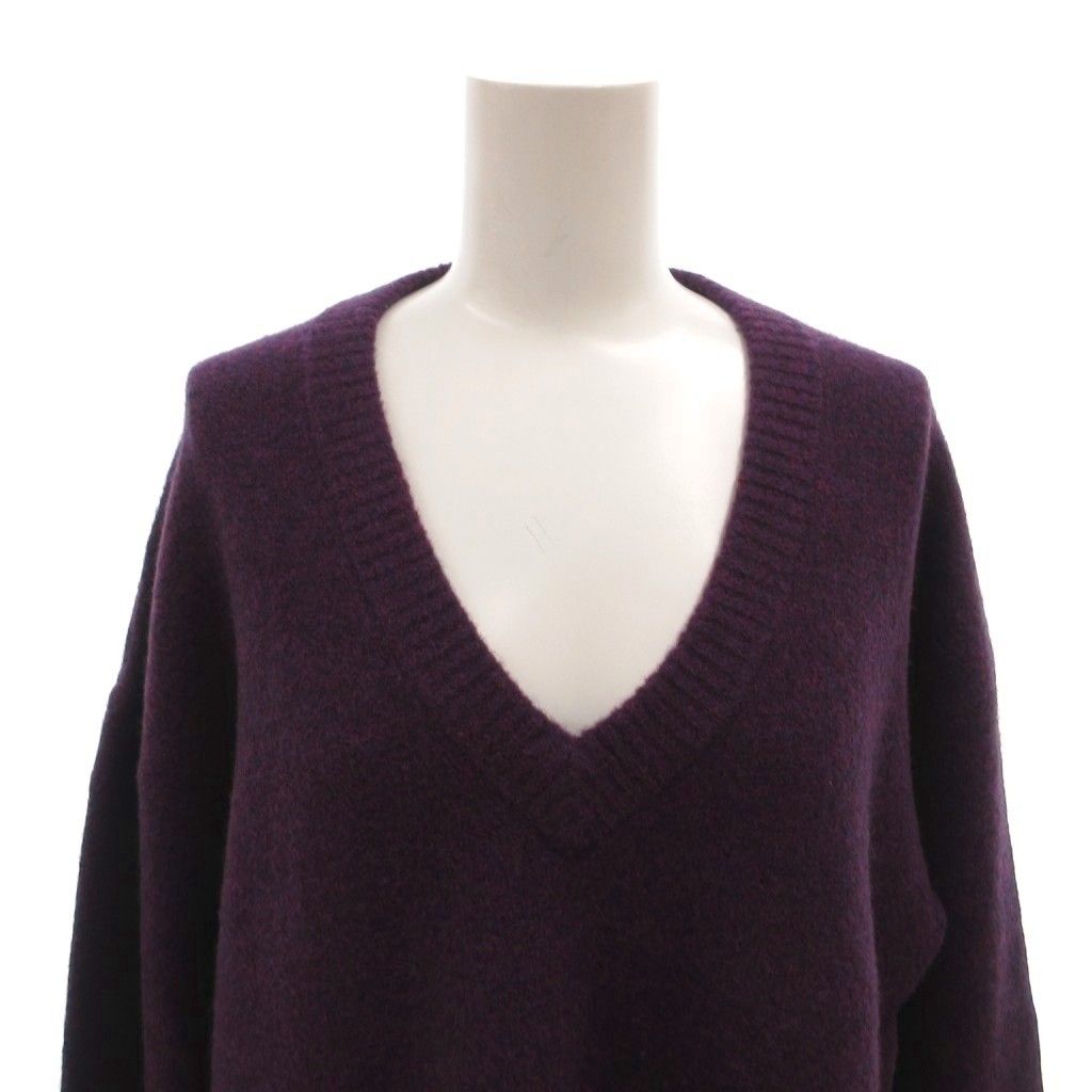 Balenciaga Knit Dress V-neck Wool Stretch Long Sleeve Long 34 Purple — view 4