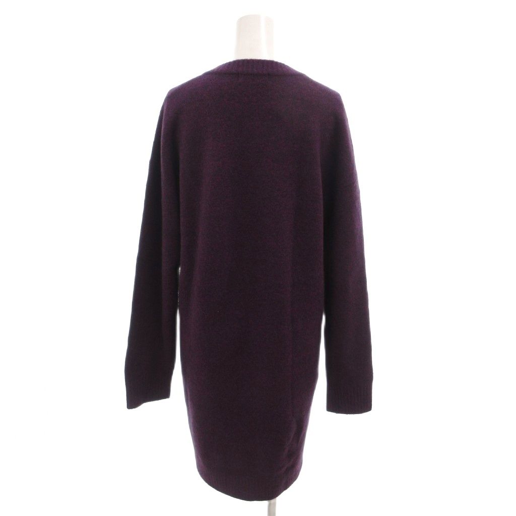 Balenciaga Knit Dress V-neck Wool Stretch Long Sleeve Long 34 Purple — view 2