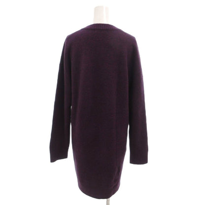 Balenciaga Knit Dress V-neck Wool Stretch Long Sleeve Long 34 Purple — view 2