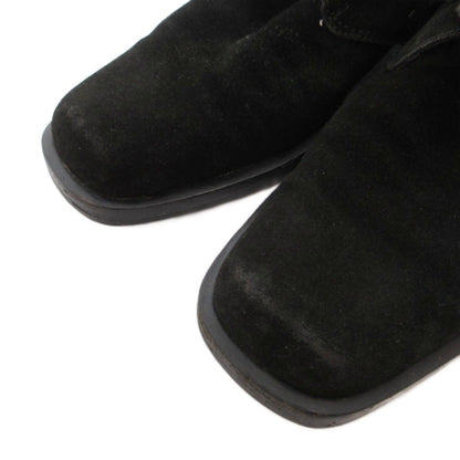 Chanel Lace Up Shoes Logo CC Suede 35.5 Black — view 3