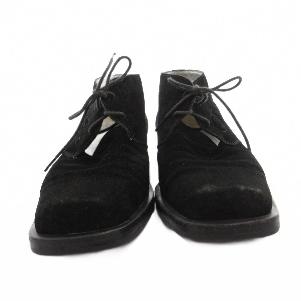 Chanel Lace Up Shoes Logo CC Suede 35.5 Black — view 4