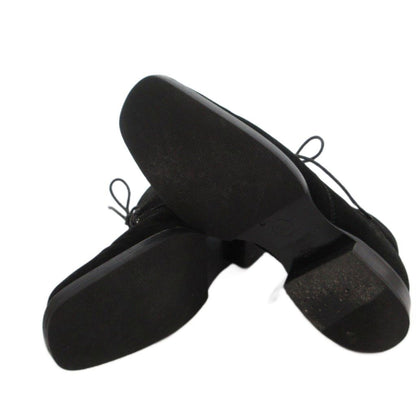 Chanel Lace Up Shoes Logo CC Suede 35.5 Black — view 6