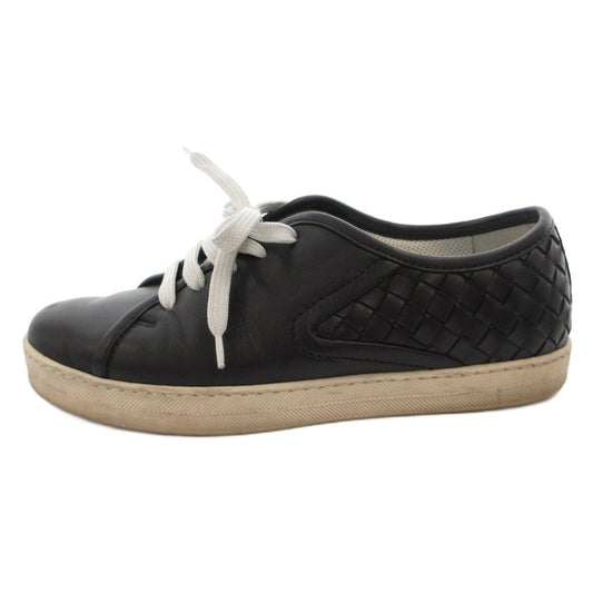 Bottega Veneta Sneakers Intrecciato Lace Up Leather Low Cut 36.5 Black