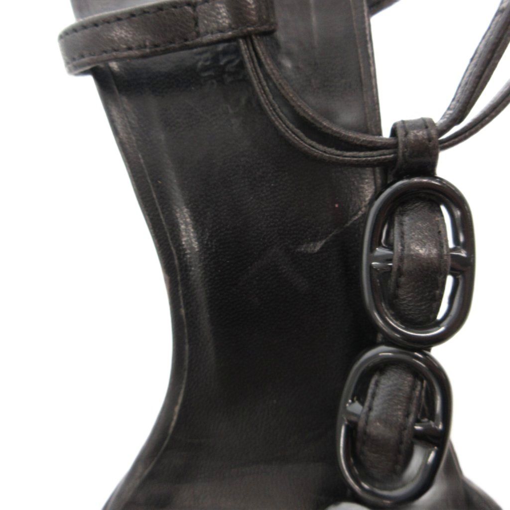 Hermes Sandals Chaine D'ancre Strap Pin Heels 36 Black — view 8