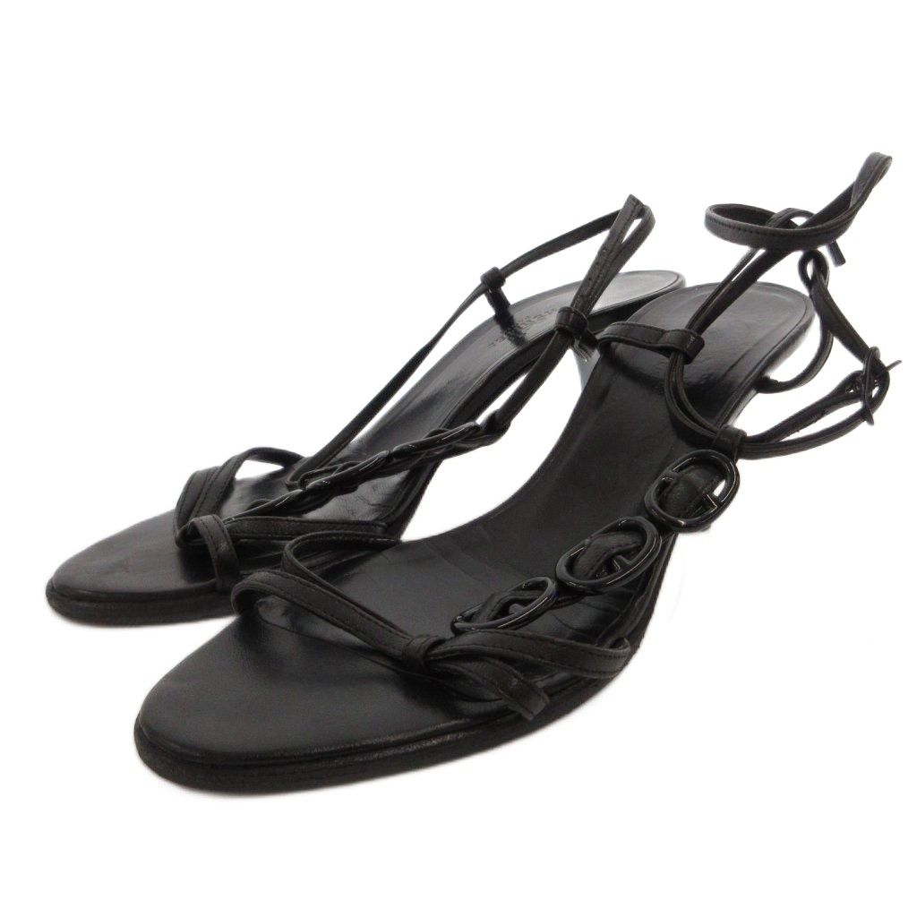 Hermes Sandals Chaine D'ancre Strap Pin Heels 36 Black