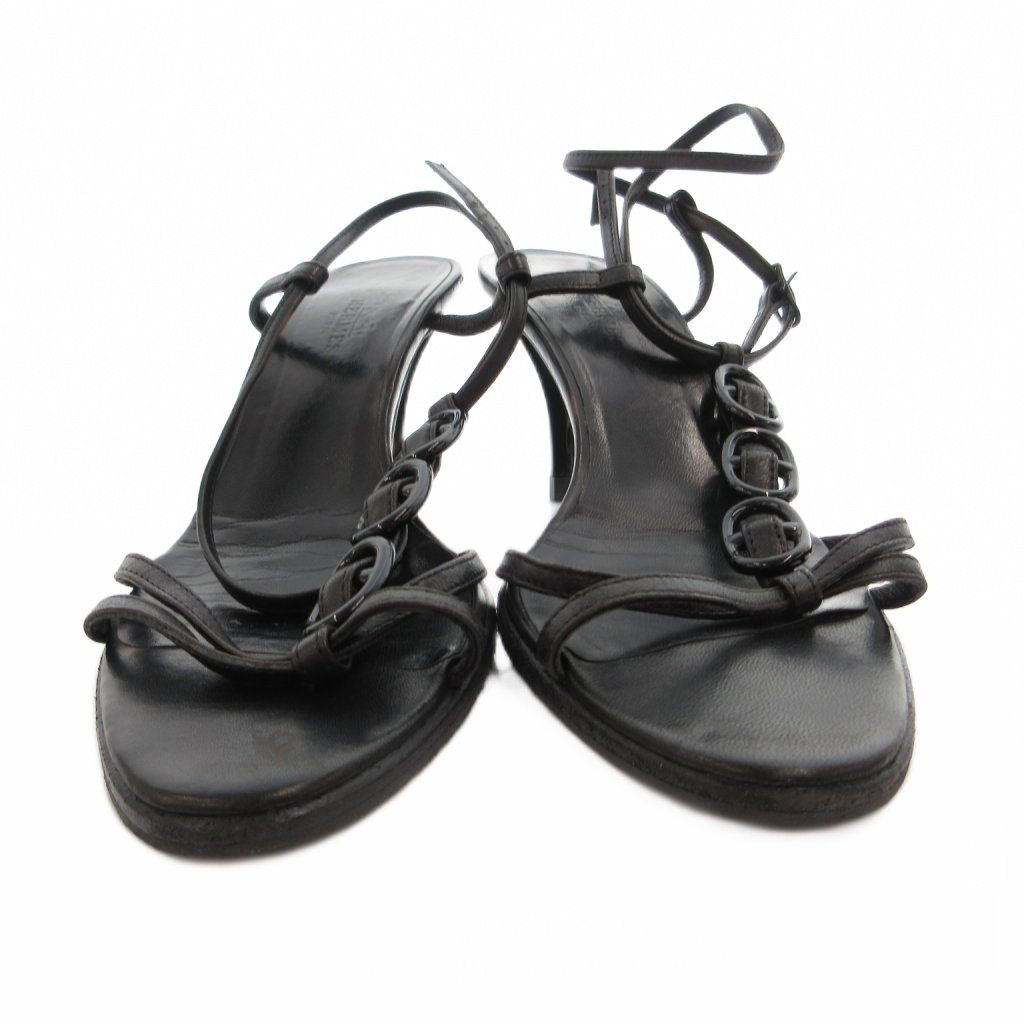 Hermes Sandals Chaine D'ancre Strap Pin Heels 36 Black — view 4