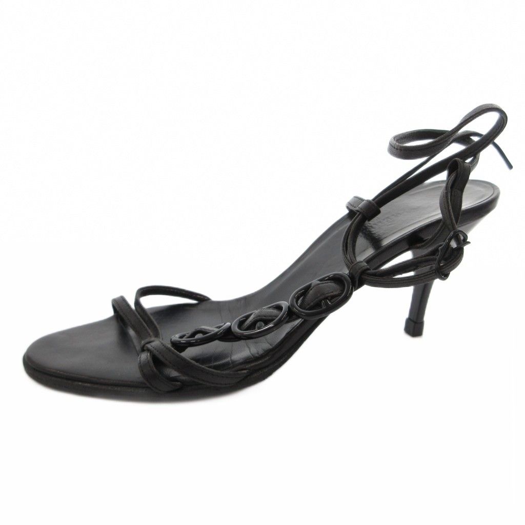 Hermes Sandals Chaine D'ancre Strap Pin Heels 36 Black — view 2