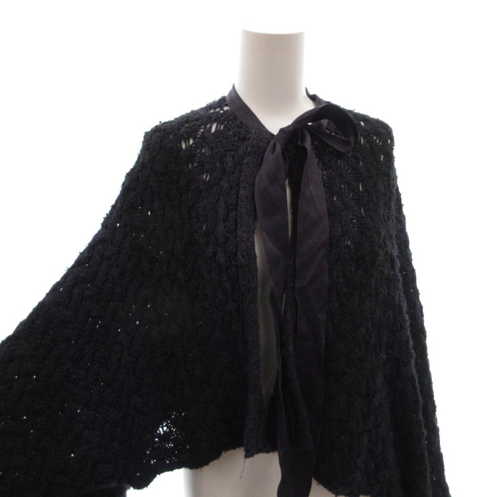 Chanel CC Logo Border Fringe Ribbon Knit Cardigan Silk 100% 34 Purple — view 4