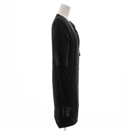 Celine Vintage Dress Linen V-neck Short Sleeve Knee Length 36 Black — view 3