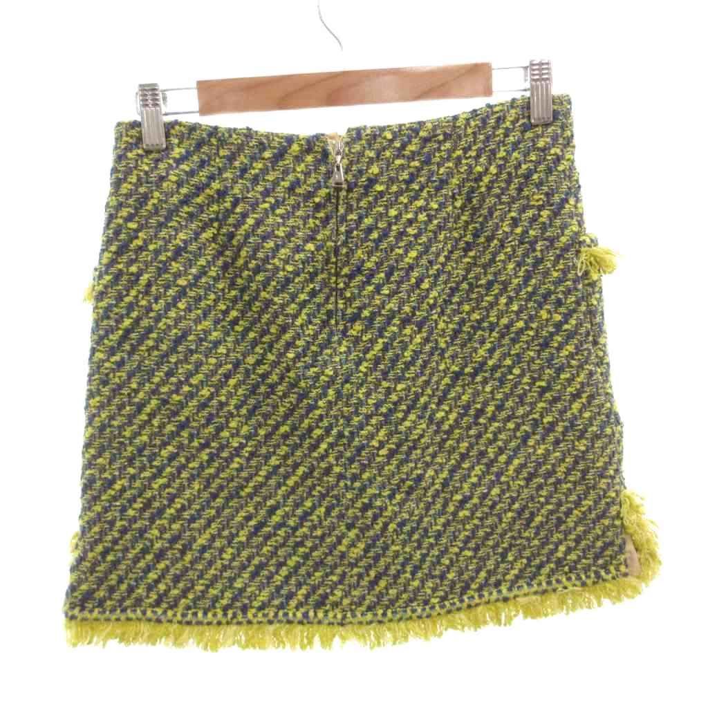 Louis Vuitton Vintage Tag Tweed Suit Top Skirt Tight Fringe Short Sleeveless 34 — view 6