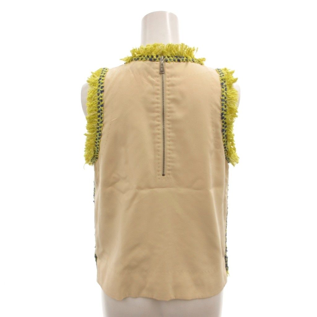 Louis Vuitton Vintage Tag Tweed Suit Top Skirt Tight Fringe Short Sleeveless 34 — view 3
