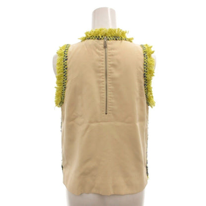 Louis Vuitton Vintage Tag Tweed Suit Top Skirt Tight Fringe Short Sleeveless 34 — view 3