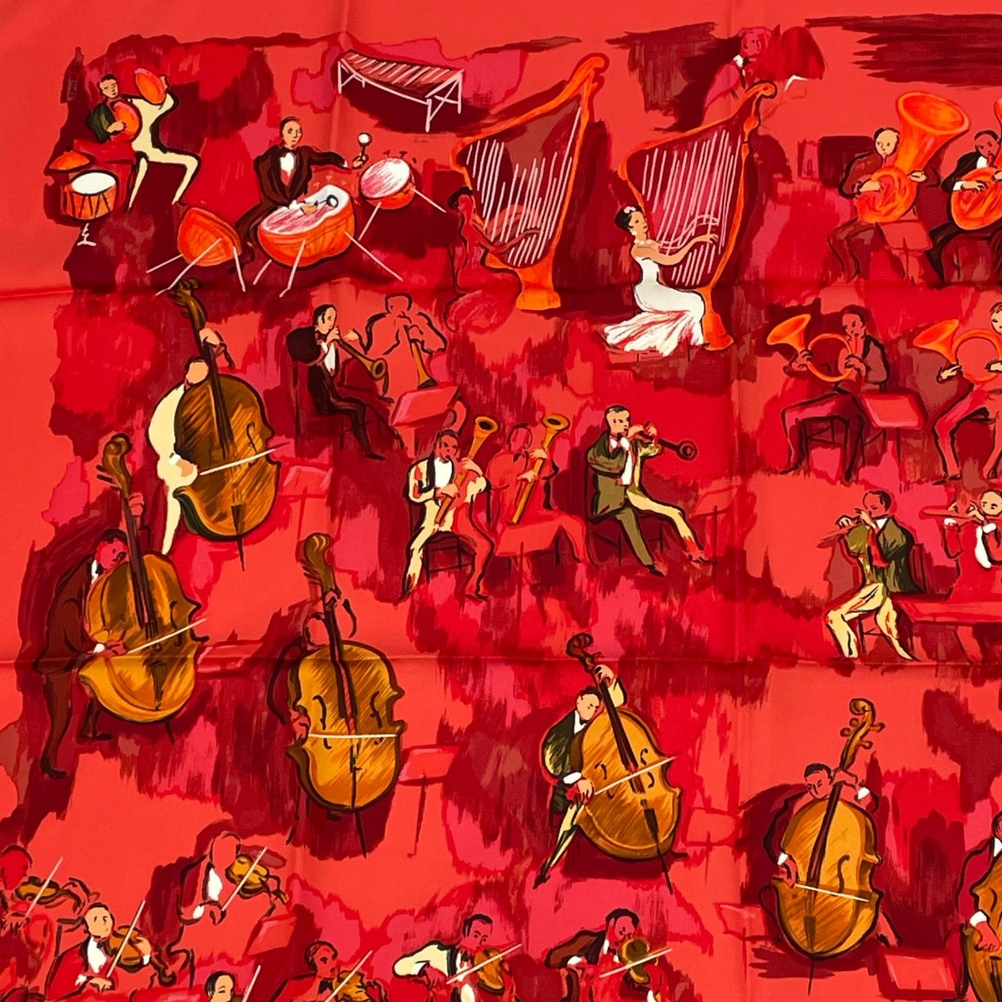 Hermes Carre 90 Concerto Red Silk 100% Scarf — view 2