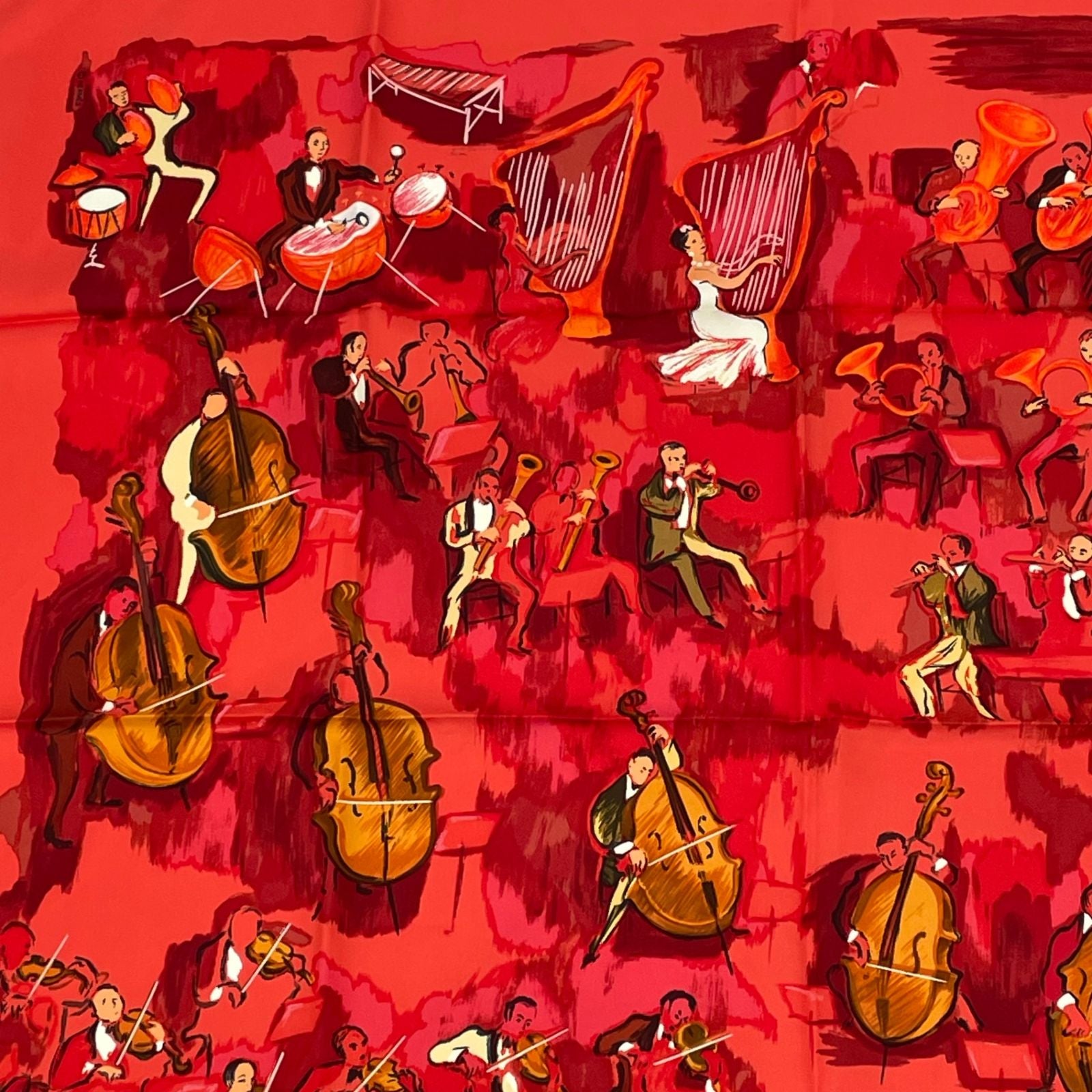 Hermes Carre 90 Concerto Red Silk 100% Scarf — view 2