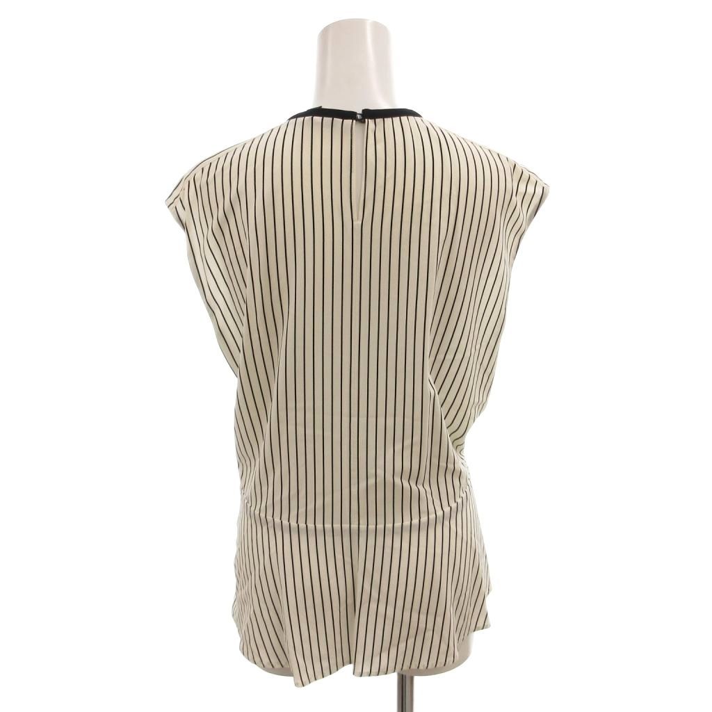 Louis Vuitton Blouse Shirt Sleeveless Striped Silk Ruffle 34 White — view 2