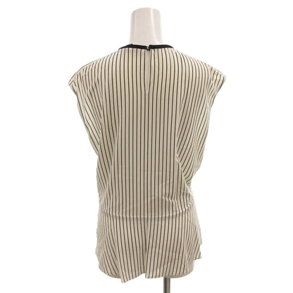 Louis Vuitton Blouse Shirt Sleeveless Striped Silk Ruffle 34 White — view 2