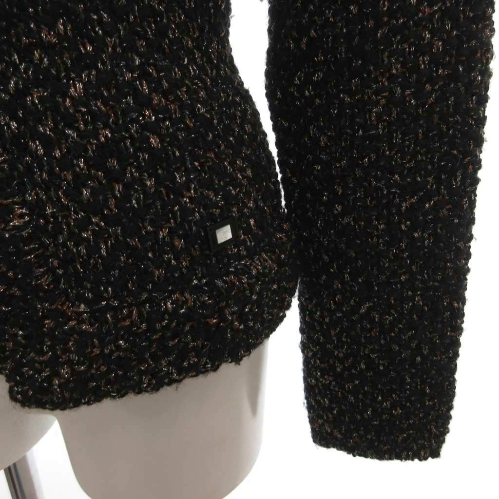 Chanel Knit Jacket Tweed Alpaca Wool Blend Lame CC Logo 36 Black — view 5