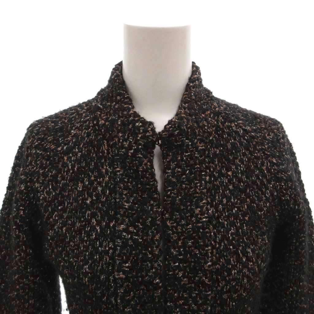 Chanel Knit Jacket Tweed Alpaca Wool Blend Lame CC Logo 36 Black — view 4