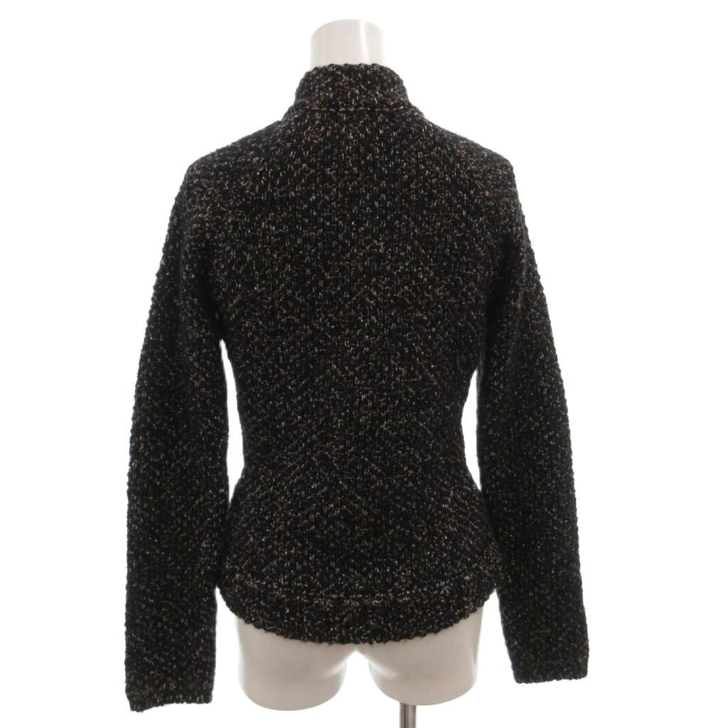 Chanel Knit Jacket Tweed Alpaca Wool Blend Lame CC Logo 36 Black — view 2