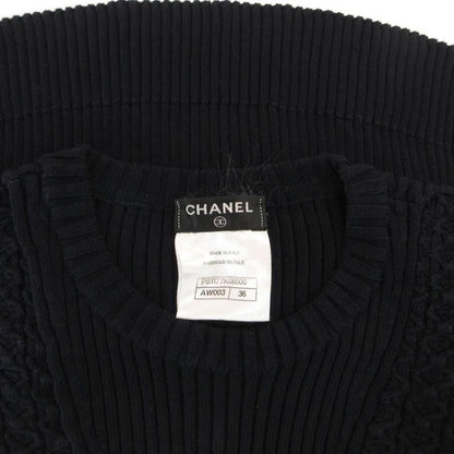 Chanel Knit Vest Pullover Crew Neck 36 Navy — view 6