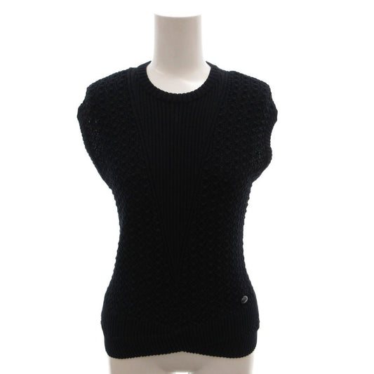 Chanel Knit Vest Pullover Crew Neck 36 Navy