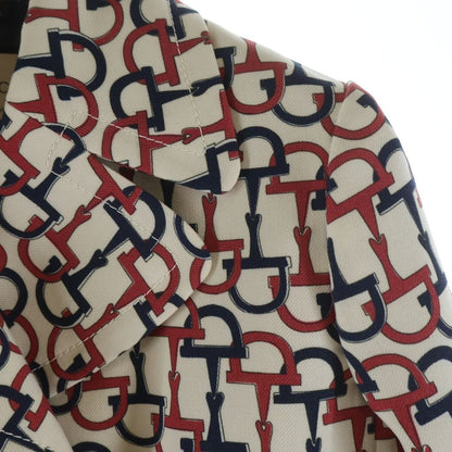 Gucci Horsebit Trench Coat Light Jacket Ivory Navy Pink 38 — view 4