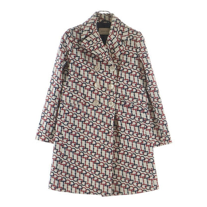 Gucci Horsebit Trench Coat Light Jacket Ivory Navy Pink 38