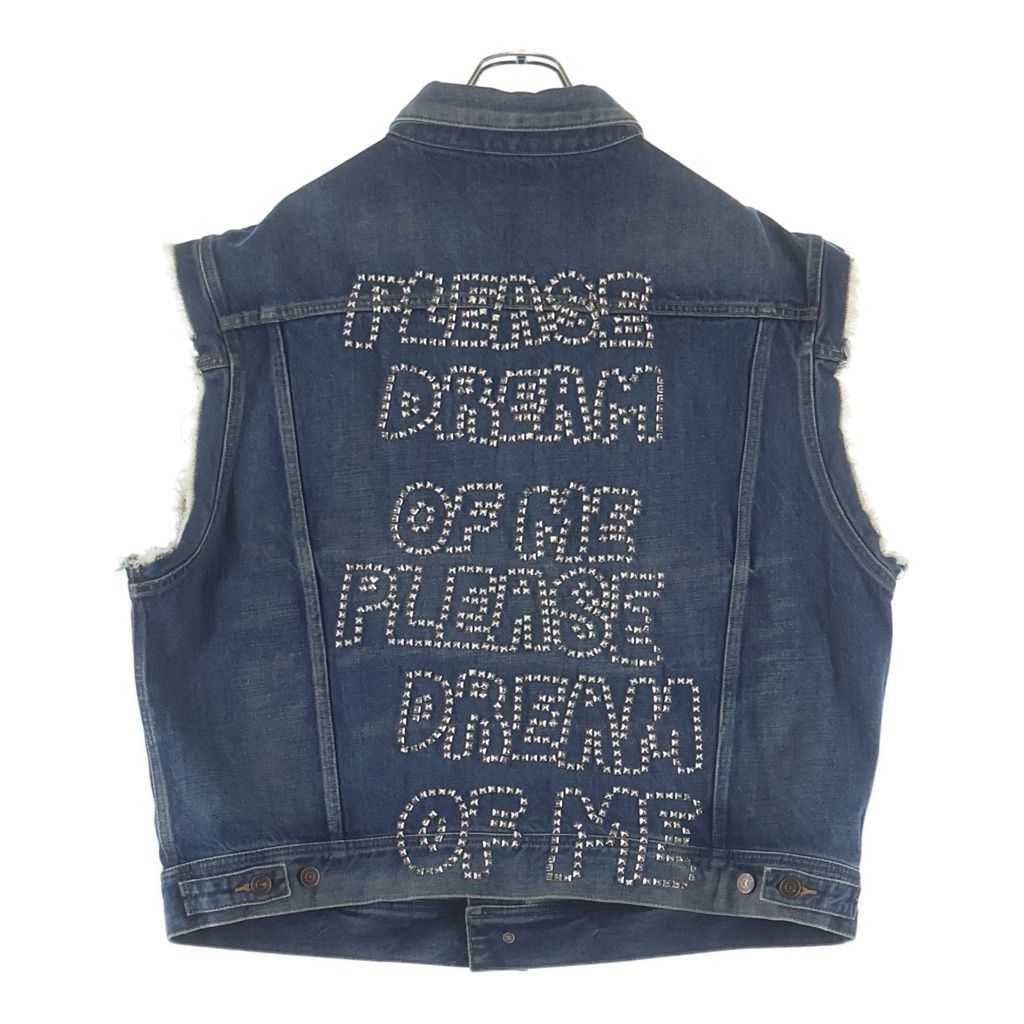 Celine Embroidery Studded Tracker Denim Vest Indigo Blue