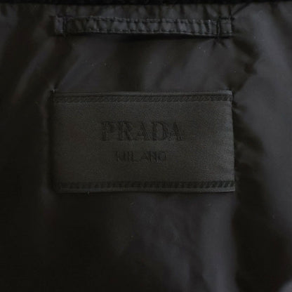 Prada Triangle Logo Corduroy Zip Up Down Vest Black — view 6