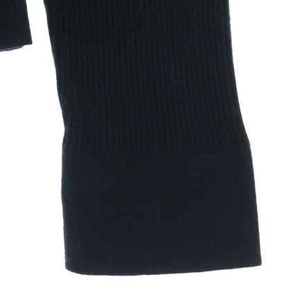 Chanel CC Logo Plate Ribbon Crew Neck Wool Long Sleeve Pullover Sweater Black — view 5
